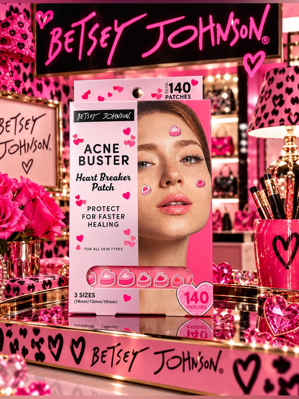 Betsey Johnson Pink Heart Acne Buster Hydrocolloid Patches (140 total) 🆕